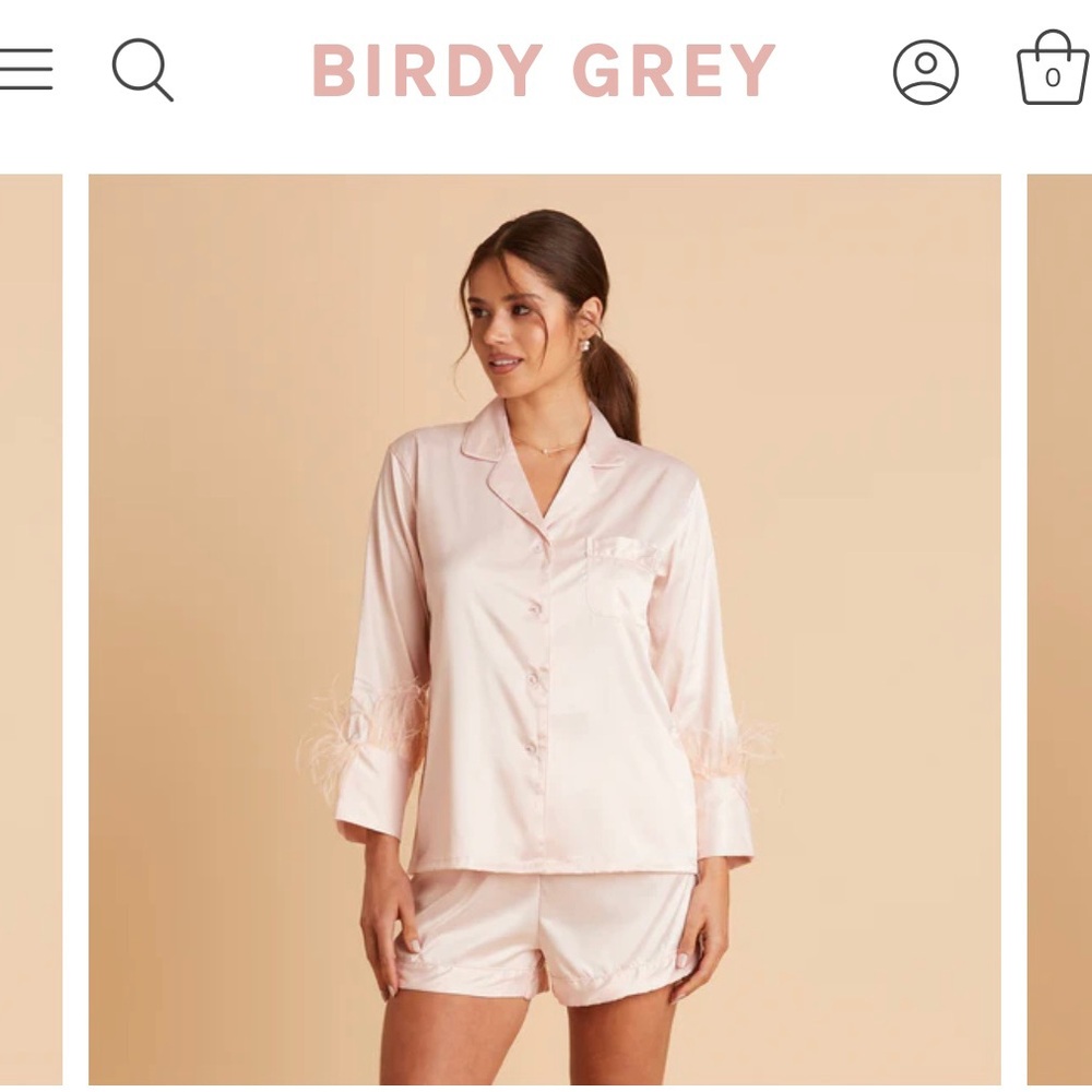 Birdy Grey Short Feathered Pajamas. Large. Blush